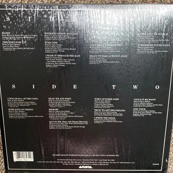 Barry ManilowThe Manilow Collection 20 Classic Hits -1985 Arista Records Vinyl